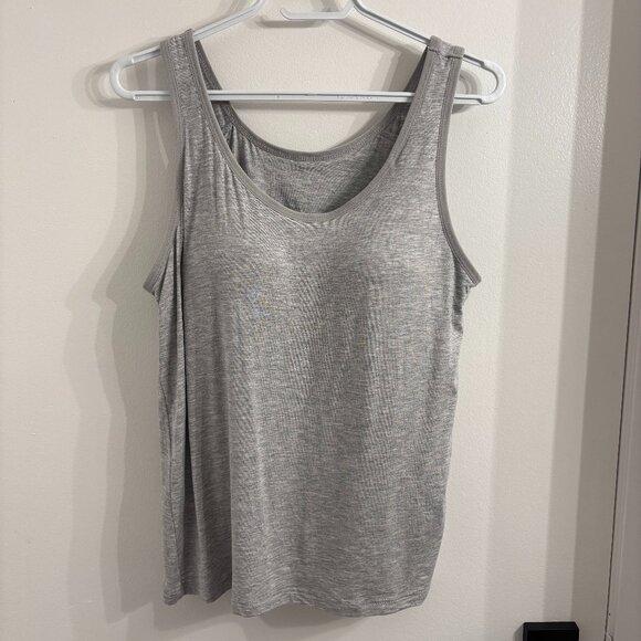 NWOT Gray Tank Top with Built-in Bra - Picture 1 of 7